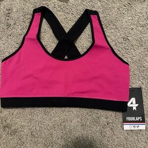 Fourlaps Pink and Black Sports Bra